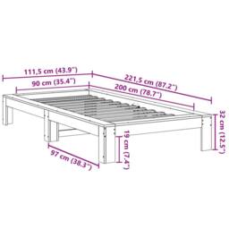 Berkfield Home Bed Frame without Mattress 90x200 cm Solid Wood Pine in Natural - thumbnail 8