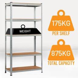 Havendro 4x Metal 5 Tier Garage Shelves Storage Racking Unit - thumbnail 4