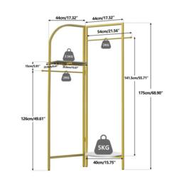 Kelvenix Metal Corner Coat Rack Stand Hall Trees Clothes Hanging Rail in Gold - thumbnail 2