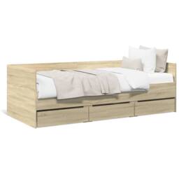 Berkfield Home Daybed with Drawers without Mattress Sonoma Oak 75x190 cm Small Single in Light Brown