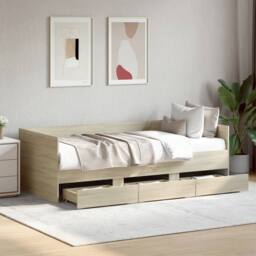 Berkfield Home Daybed with Drawers without Mattress Sonoma Oak 75x190 cm Small Single in Light Brown - thumbnail 2