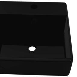 Berkfield Home Ceramic Bathroom Sink Basin Faucet /Overflow Hole Black Square - thumbnail 4