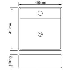 Berkfield Home Ceramic Bathroom Sink Basin Faucet /Overflow Hole Black Square - thumbnail 6