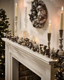 Dibor Golden Glow Light Up Xmas Table Decoration Christmas Garland 1.8m - Size: Large