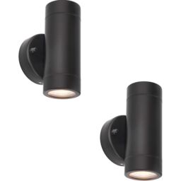 Loops 2 PACK Up & Down Twin Outdoor IP44 Wall Light - 2 x 7W GU10 LED - Matt Black