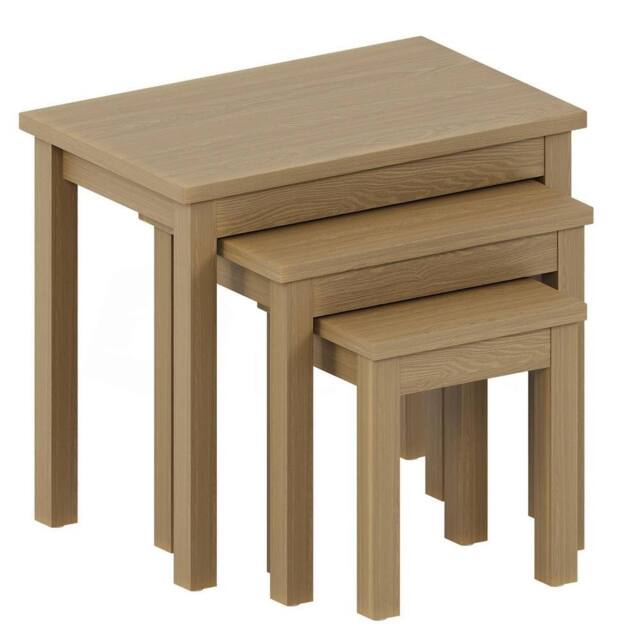 Havendro Wooden Nest of Tables Set of 3 Nesting Coffee Side End Sofa Table in Natural - image 1