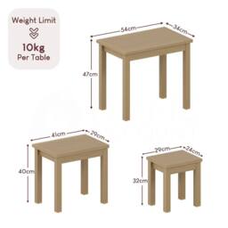Havendro Wooden Nest of Tables Set of 3 Nesting Coffee Side End Sofa Table in Natural - thumbnail 2