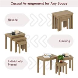 Havendro Wooden Nest of Tables Set of 3 Nesting Coffee Side End Sofa Table in Natural - thumbnail 5