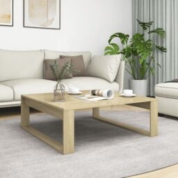 Berkfield Home Coffee Table Sonoma Oak 100x100x35 cm Engineered Wood in Brown - Size: 100 x 100 x 35 cm - thumbnail 1