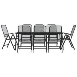 Berkfield Home Beautiful 9 Piece Garden Dining Set Anthracite Metal Mesh in Black - thumbnail 3