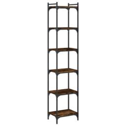 Berkfield Home Bookcase 6-Tier Smoked Oak 40x30x188 cm Engineered Wood in Brown - Size: 40 x 30 x 188 cm - thumbnail 6