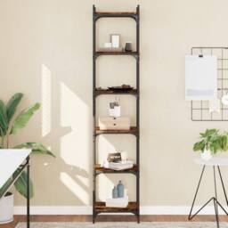 Berkfield Home Bookcase 6-Tier Smoked Oak 40x30x188 cm Engineered Wood in Brown - Size: 40 x 30 x 188 cm - thumbnail 1