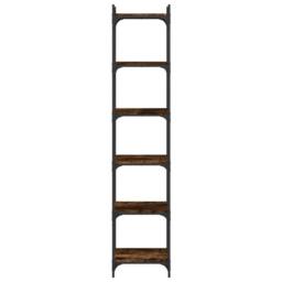 Berkfield Home Bookcase 6-Tier Smoked Oak 40x30x188 cm Engineered Wood in Brown - Size: 40 x 30 x 188 cm - thumbnail 4
