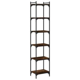 Berkfield Home Bookcase 6-Tier Smoked Oak 40x30x188 cm Engineered Wood in Brown - Size: 40 x 30 x 188 cm - thumbnail 2