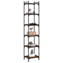 Berkfield Home Bookcase 6-Tier Smoked Oak 40x30x188 cm Engineered Wood in Brown - Size: 40 x 30 x 188 cm - thumbnail 3
