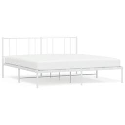 Berkfield Home Metal Bed Frame with Headboard White 200x200 cm - thumbnail 3