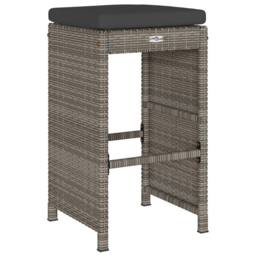 Berkfield Home Beautiful Garden Bar Stools with Cushions 4 pcs Grey Poly Rattan - thumbnail 6