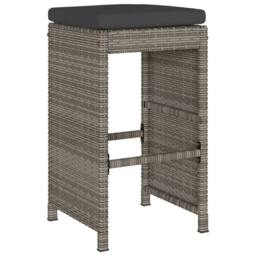 Berkfield Home Beautiful Garden Bar Stools with Cushions 4 pcs Grey Poly Rattan