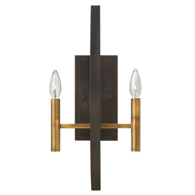 Loops Twin Wall Light Black Face Plate Bronze Candle Holder Spanish Bronze LED E14 60W