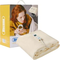 Alecome Women's Electric Heated Throw Blanket Washable 220gsm Fleece Remote Timer in Cream - thumbnail 1