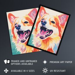 "Artery8 Wall Art Print Happy Collie Dog Bright Colourful Portrait Poster Picture - Size: W18"" x H24""" - thumbnail 2