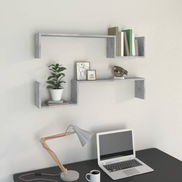 Berkfield Home Wall Shelf 2 pcs Concrete Grey 100x15x20 cm Engineered Wood - Size: 100 x 15 x 20 cm - image 1