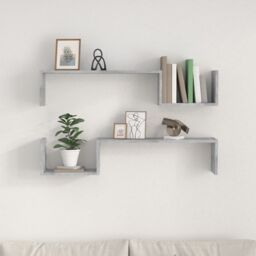 Berkfield Home Wall Shelf 2 pcs Concrete Grey 100x15x20 cm Engineered Wood - Size: 100 x 15 x 20 cm - thumbnail 3