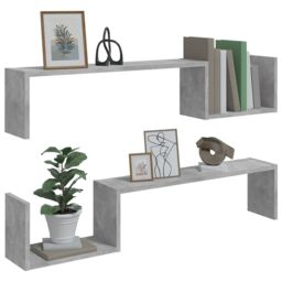 Berkfield Home Wall Shelf 2 pcs Concrete Grey 100x15x20 cm Engineered Wood - Size: 100 x 15 x 20 cm - thumbnail 4