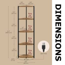 Pirlo Plush Industrial Free-Standing 5 Tier Corner Shelf with LEDs Rustic Brown - thumbnail 8