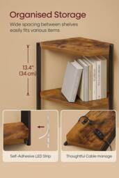 Pirlo Plush Industrial Free-Standing 5 Tier Corner Shelf with LEDs Rustic Brown - thumbnail 5