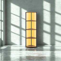 Pirlo Plush Industrial Free-Standing 5 Tier Corner Shelf with LEDs Rustic Brown - thumbnail 3