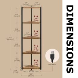 Pirlo Plush Industrial Free-Standing 5 Tier Corner Shelf with LEDs Rustic Brown - thumbnail 7