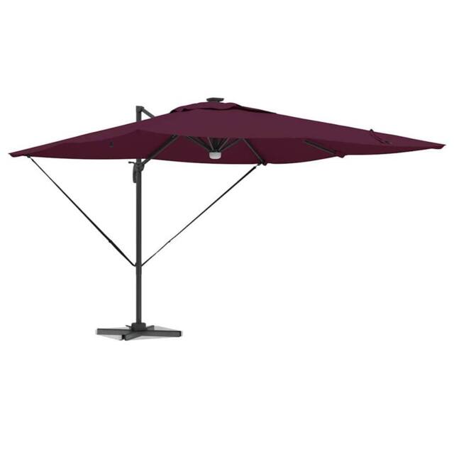 Berkfield Home Versatile Cantilever Roma Parasol with LEDs Bordeaux Red 286x285x in Burgundy - image 1