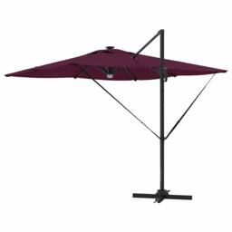 Berkfield Home Versatile Cantilever Roma Parasol with LEDs Bordeaux Red 286x285x in Burgundy - thumbnail 8