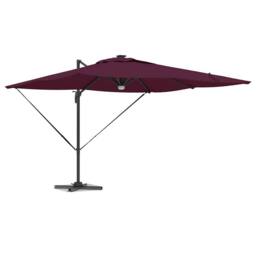 Berkfield Home Versatile Cantilever Roma Parasol with LEDs Bordeaux Red 286x285x in Burgundy