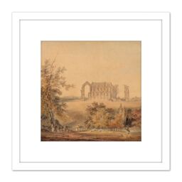 Artery8 Turner Malmesbury Abbey From The South 1794 Painting 8X8 Inch Square Wooden Framed Wall Art Print Picture with Mount in White - thumbnail 1