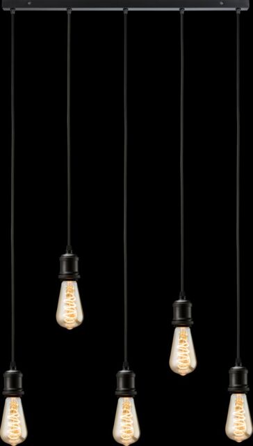 Netlighting Knightsbridge CALLA 230V E27 Vintage 5 Light Bar Pendant Matt Black CALVI5BMB - image 1