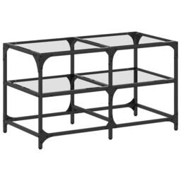 Berkfield Home Coffee Table with Transparent Glass Top 78.5x40x45 cm Steel - thumbnail 1