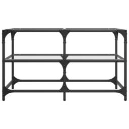 Berkfield Home Coffee Table with Transparent Glass Top 78.5x40x45 cm Steel - thumbnail 4