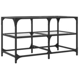 Berkfield Home Coffee Table with Transparent Glass Top 78.5x40x45 cm Steel - thumbnail 6