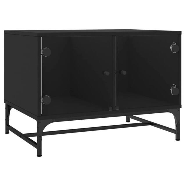 Berkfield Home Coffee Table with Glass Doors Black 68.5x50x50 cm - image 1