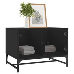 Berkfield Home Coffee Table with Glass Doors Black 68.5x50x50 cm - thumbnail 3