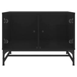 Berkfield Home Coffee Table with Glass Doors Black 68.5x50x50 cm - thumbnail 5