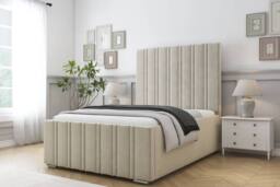"Comfort Beds Lorenzo Plush Bed Frame - 50"" Upholstered Headboard in Cream - Size: King" - thumbnail 1