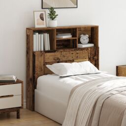 Berkfield Home Headboard Cabinet Old wood 100 x 19 x 103.5 cm Engineered wood in Brown - thumbnail 1
