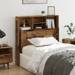 Berkfield Home Headboard Cabinet Old wood 100 x 19 x 103.5 cm Engineered wood in Brown - thumbnail 4