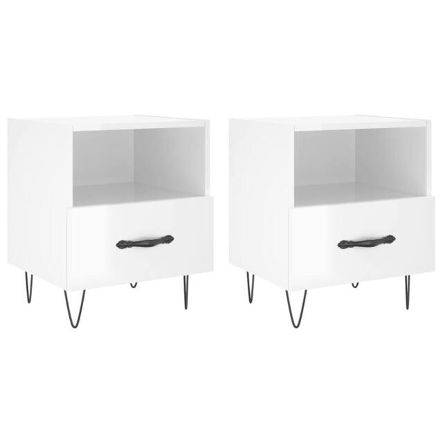 Berkfield Home Bedside Cabinets 2 pcs High Gloss White 40x35x47.5 cm Engineered Wood - image 1