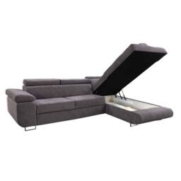 Sliding Wardrobes 4U Modern Plush Velvet Corner Sofa Convertible to Bed - Right Corner in Grey - thumbnail 2