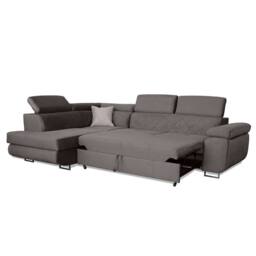 Sliding Wardrobes 4U Modern Plush Velvet Corner Sofa Convertible to Bed - Right Corner in Grey - thumbnail 3