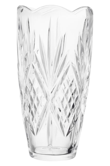 Orsina Modern Crystal Scalloped Vase, Unique Clear Embossed Cylinder Vase, Fluted Design Decorative Vase For Décor - image 1